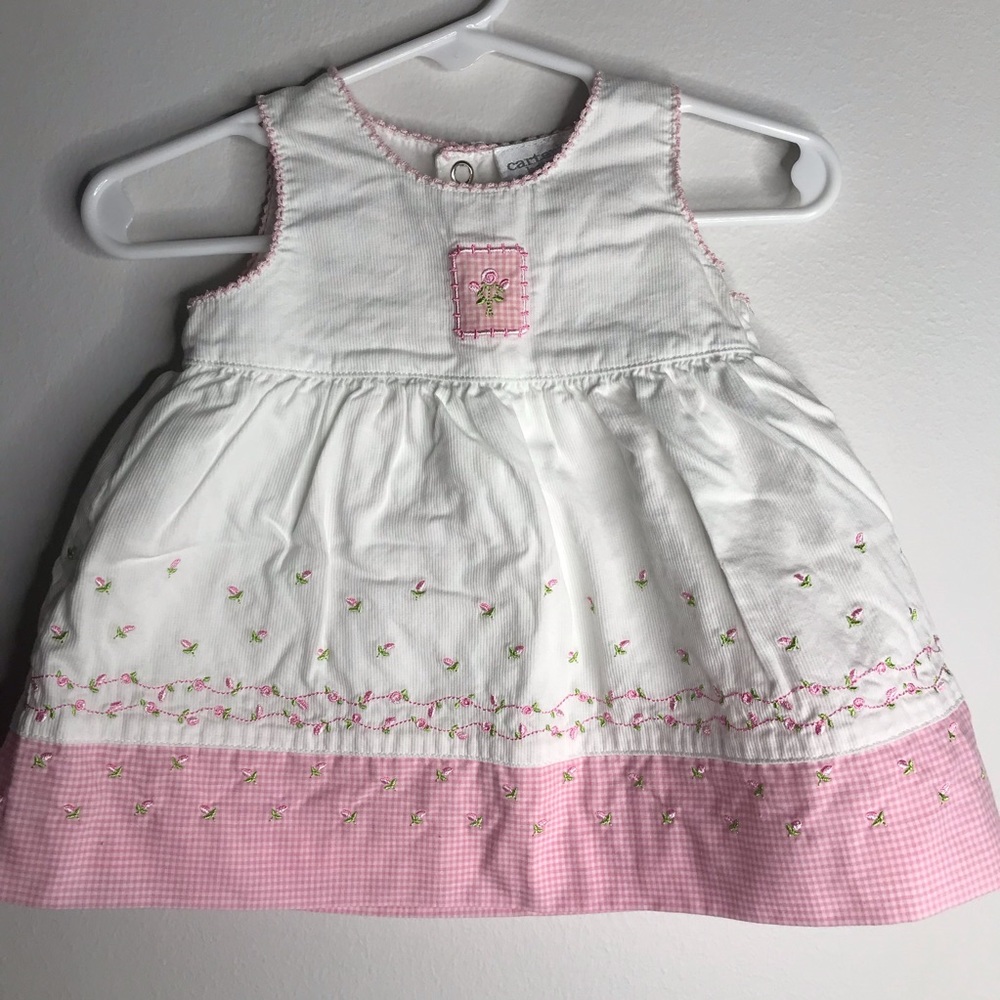 Carter’s sweet white & pink dress size 0-3 months